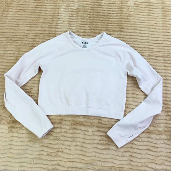 GB Girl's L/XL Long Sleeve fitted active Crop Top with thumb hole in light pink - Picture 1 of 9
